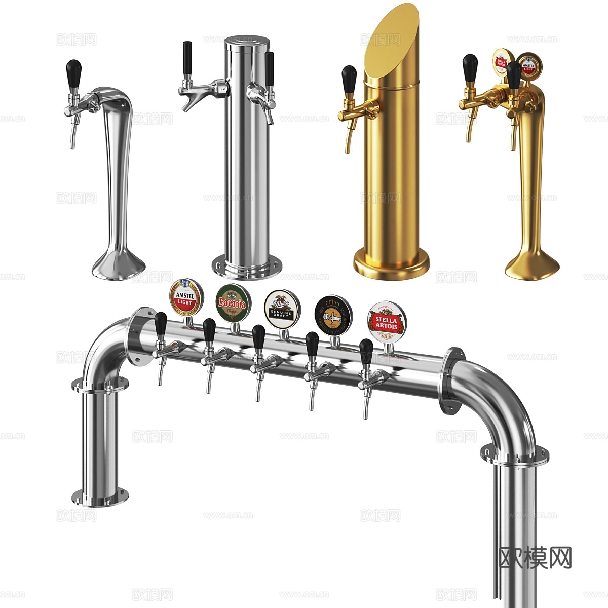 金属啤酒塔3d模型下载