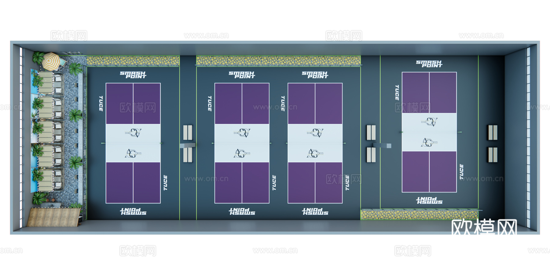 匹克球场su模型