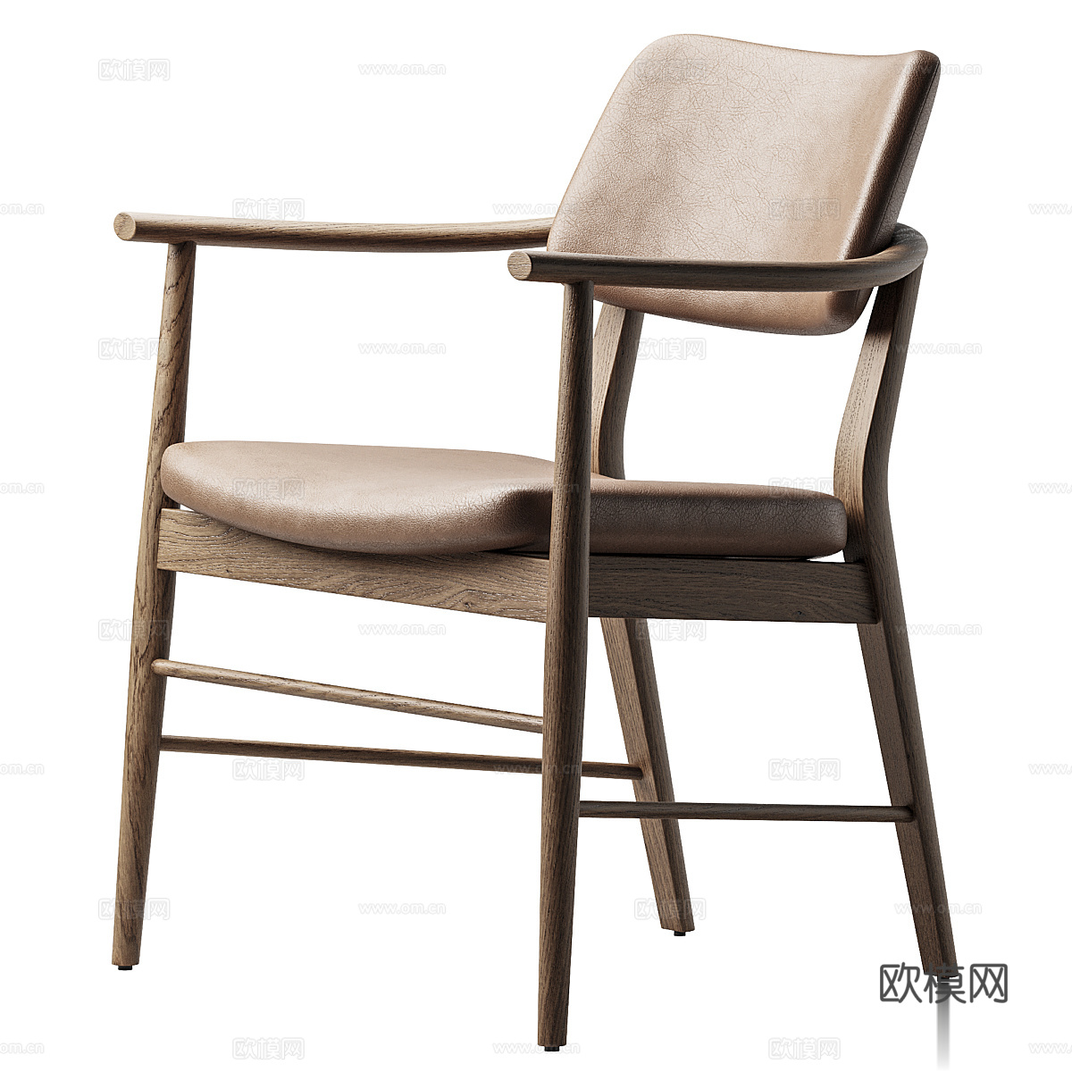 原木风餐桌椅组合3d模型下载（渲染图3）