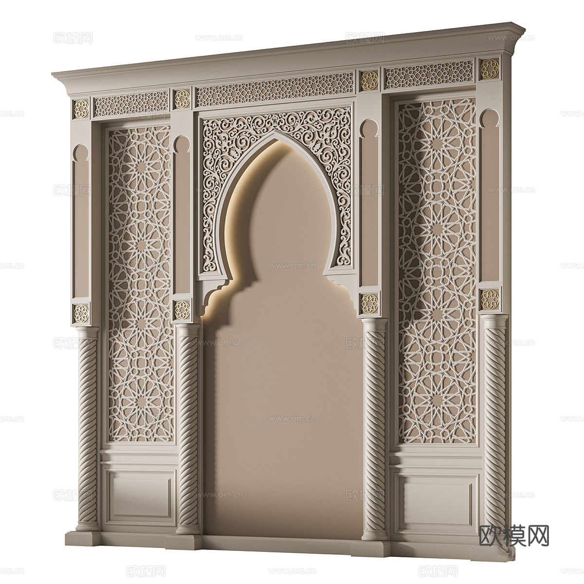 阿拉伯清真寺拱门 装饰墙板 背景墙3d模型下载（渲染图2）