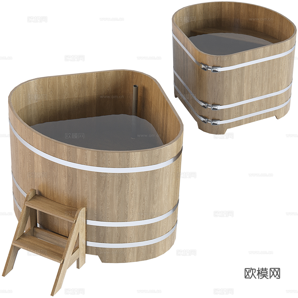 现代木质浴桶3d模型