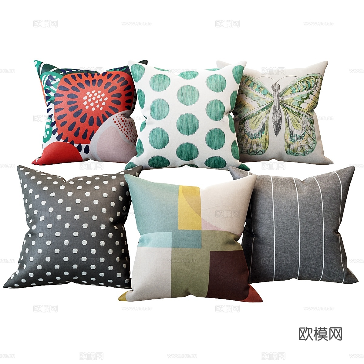 宜家装饰抱枕套装3d模型下载