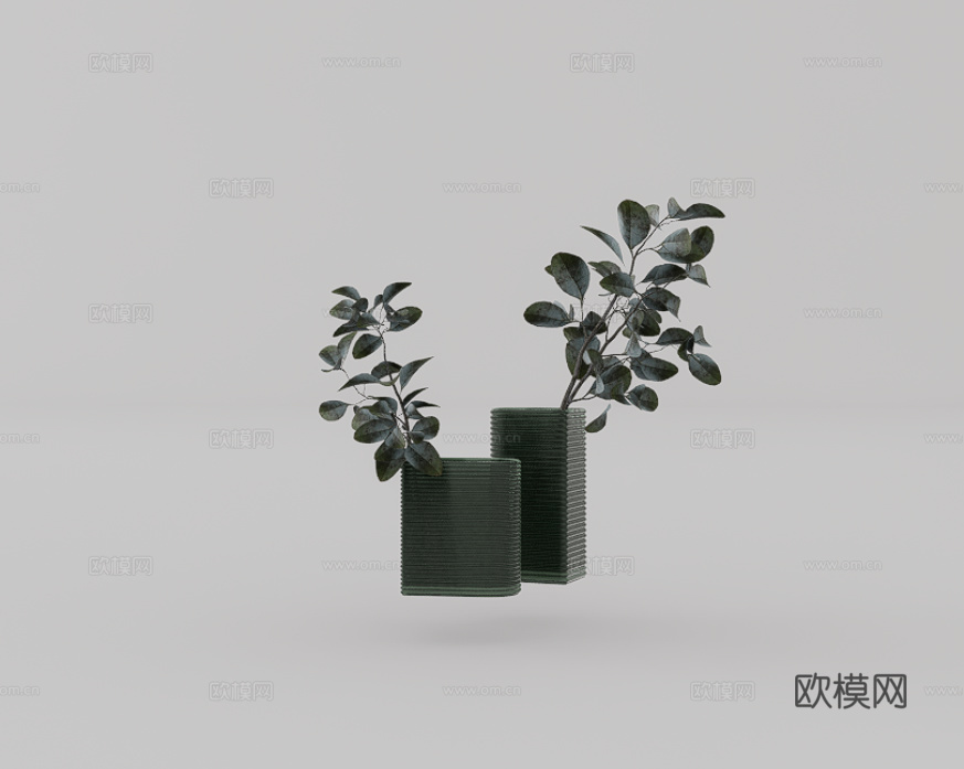 绿植花瓶su模型