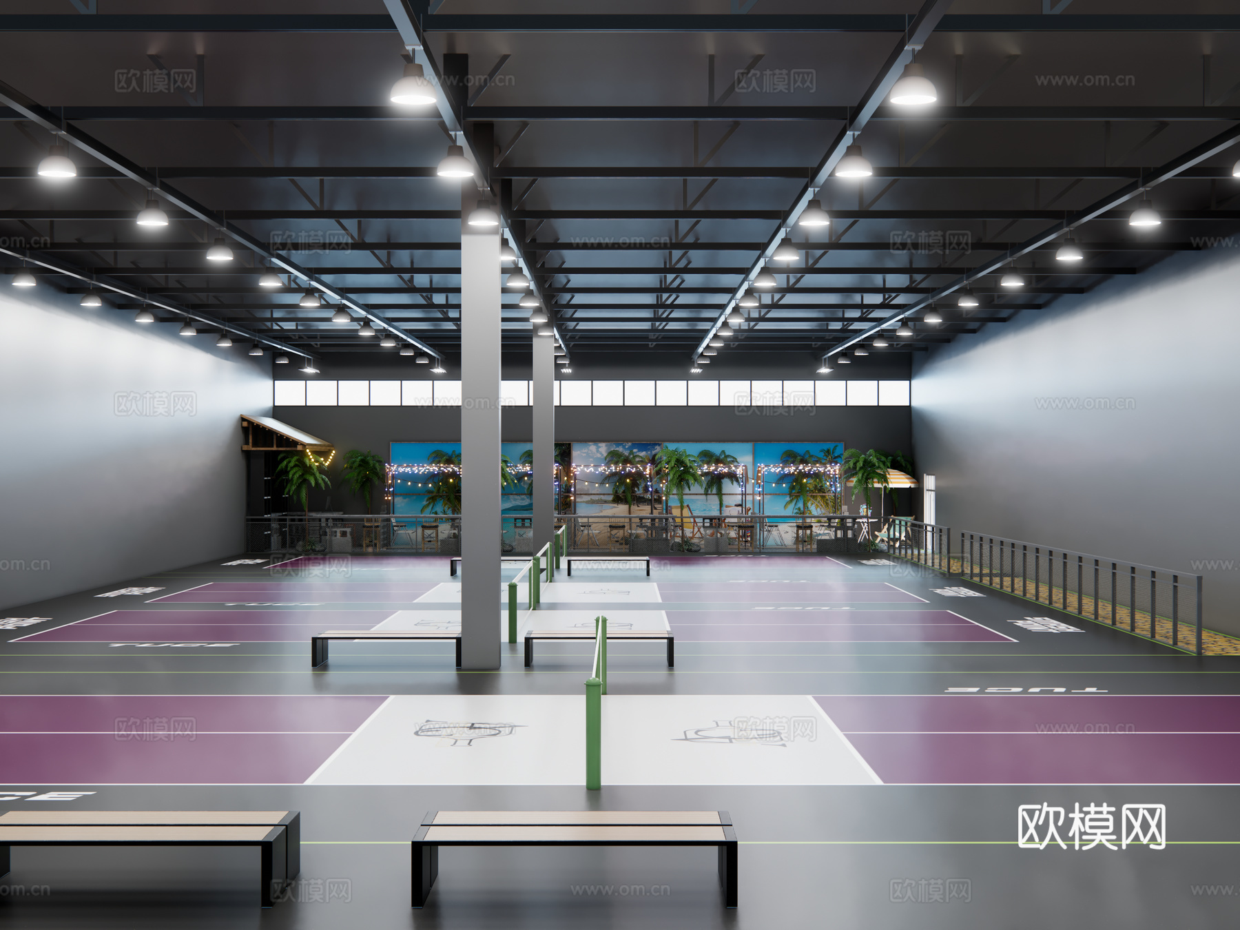 匹克球场su模型