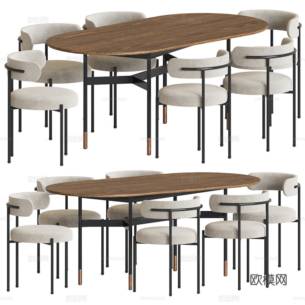 nesse Chair Harri 椭圆餐桌椅组合3d模型