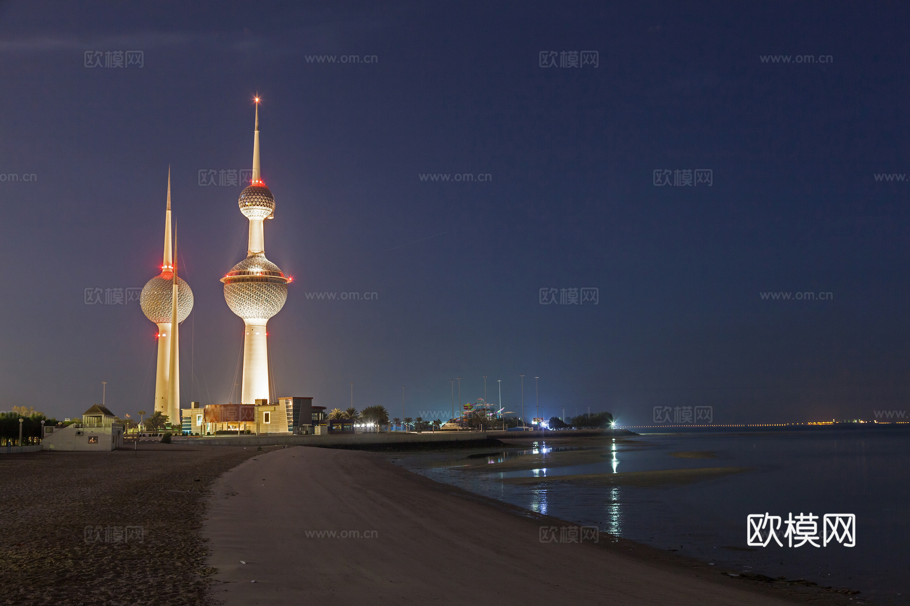 都市风情海边夜景 古建筑夜景 外景