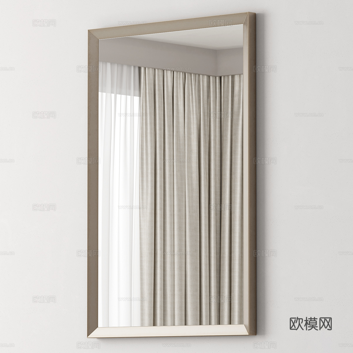 现代意式墙饰装饰镜子3d模型