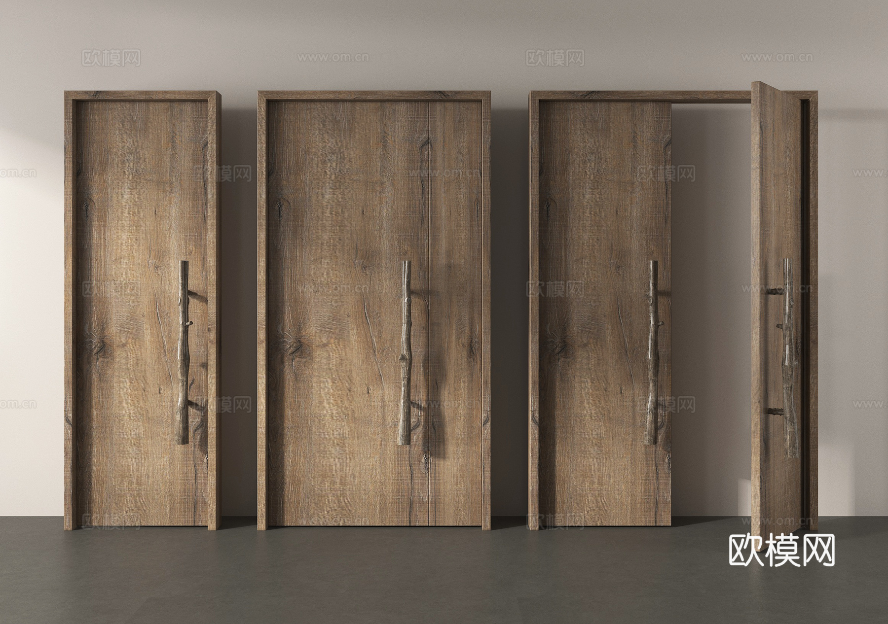 中式复古门 旧木 中式  老木门su模型