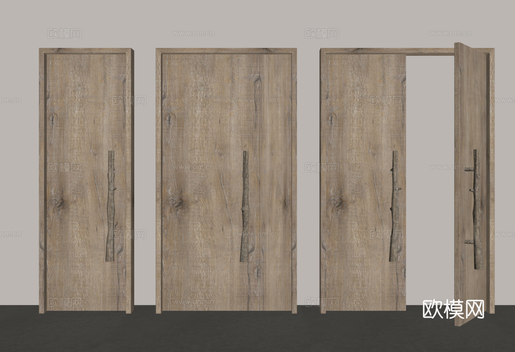 中式复古门 旧木 中式  老木门su模型
