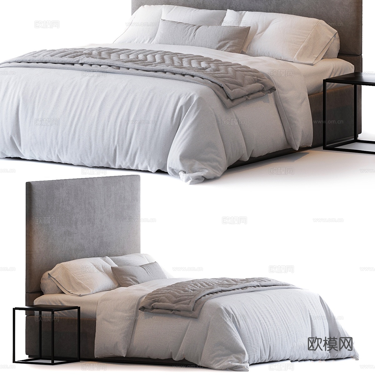 沙发与椅子公司床具 双人床3d模型下载