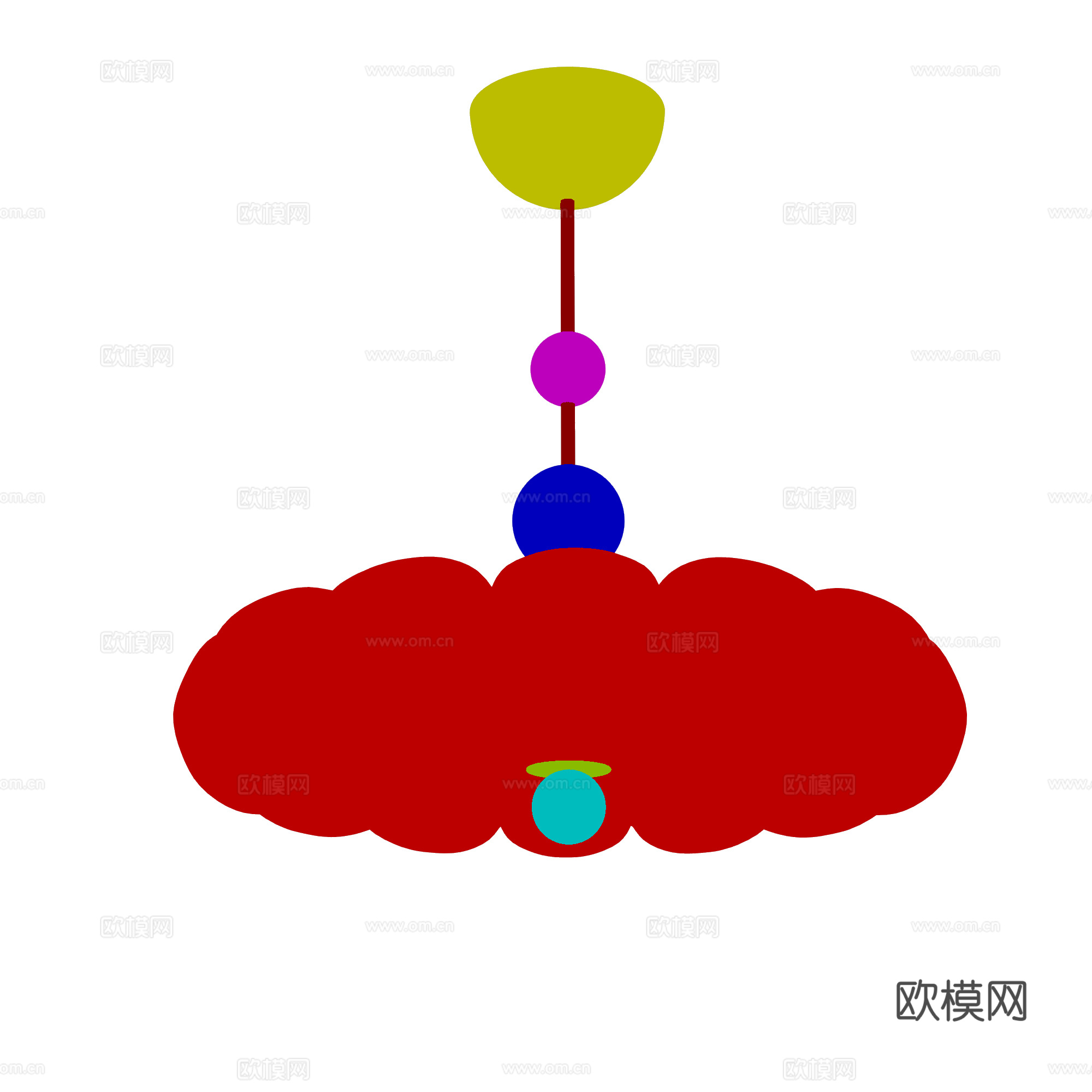 现代奶油风吊灯 法式奶油风吊灯 卧室吊灯 儿童房吊灯3d模型下载（渲染图3）
