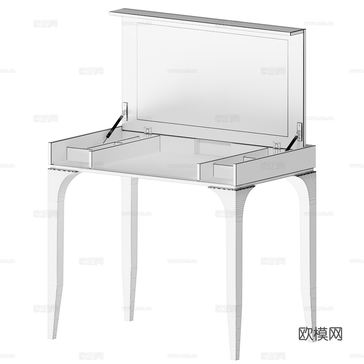 带镜子的桥式梳妆台3d模型下载（渲染图2）