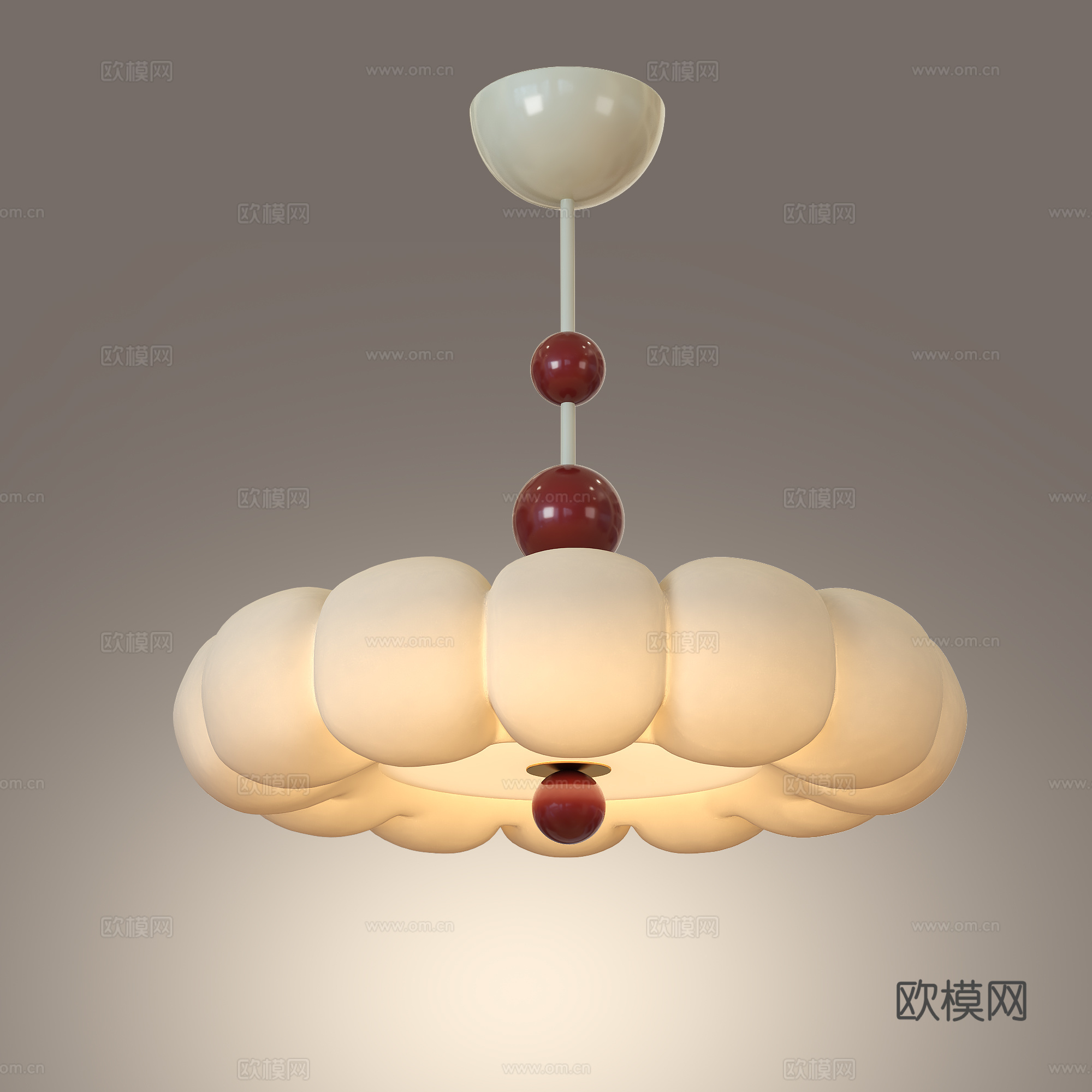 现代奶油风吊灯 法式奶油风吊灯 卧室吊灯 儿童房吊灯3d模型下载（渲染图1）