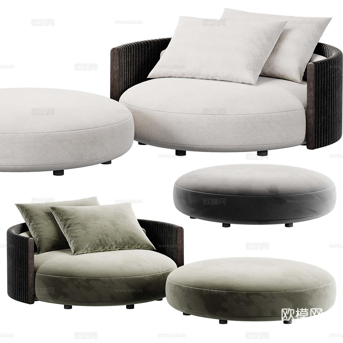 现代意式 Minotti Bezier Cord 休闲椅3d模型