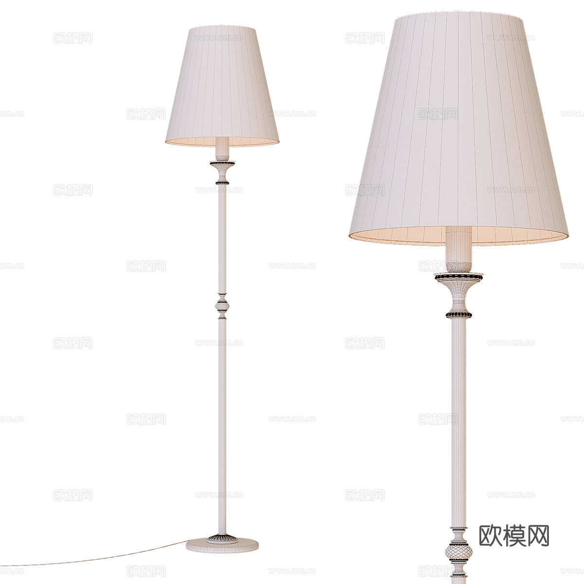 美式简约落地灯3d模型下载（渲染图2）