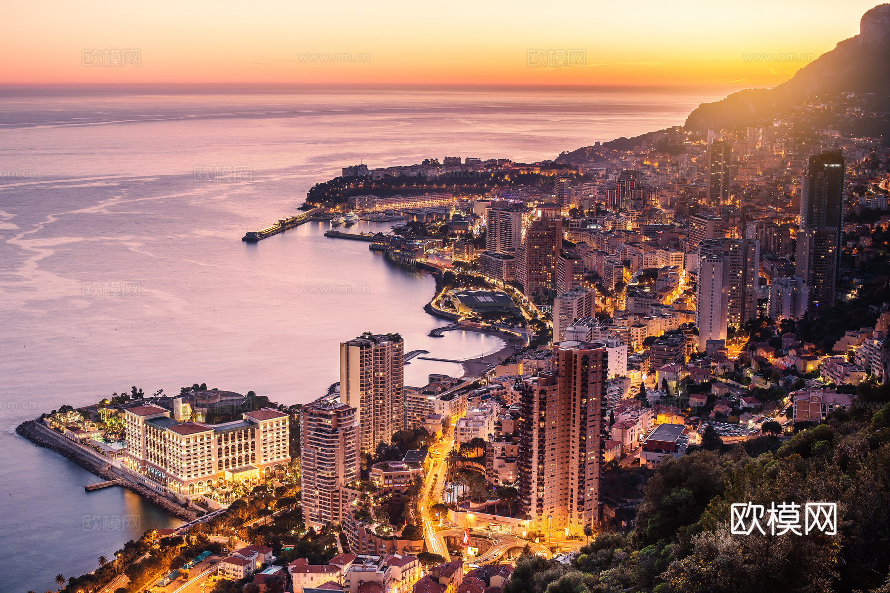都市风情海边夜景 码头港口夜景 外景