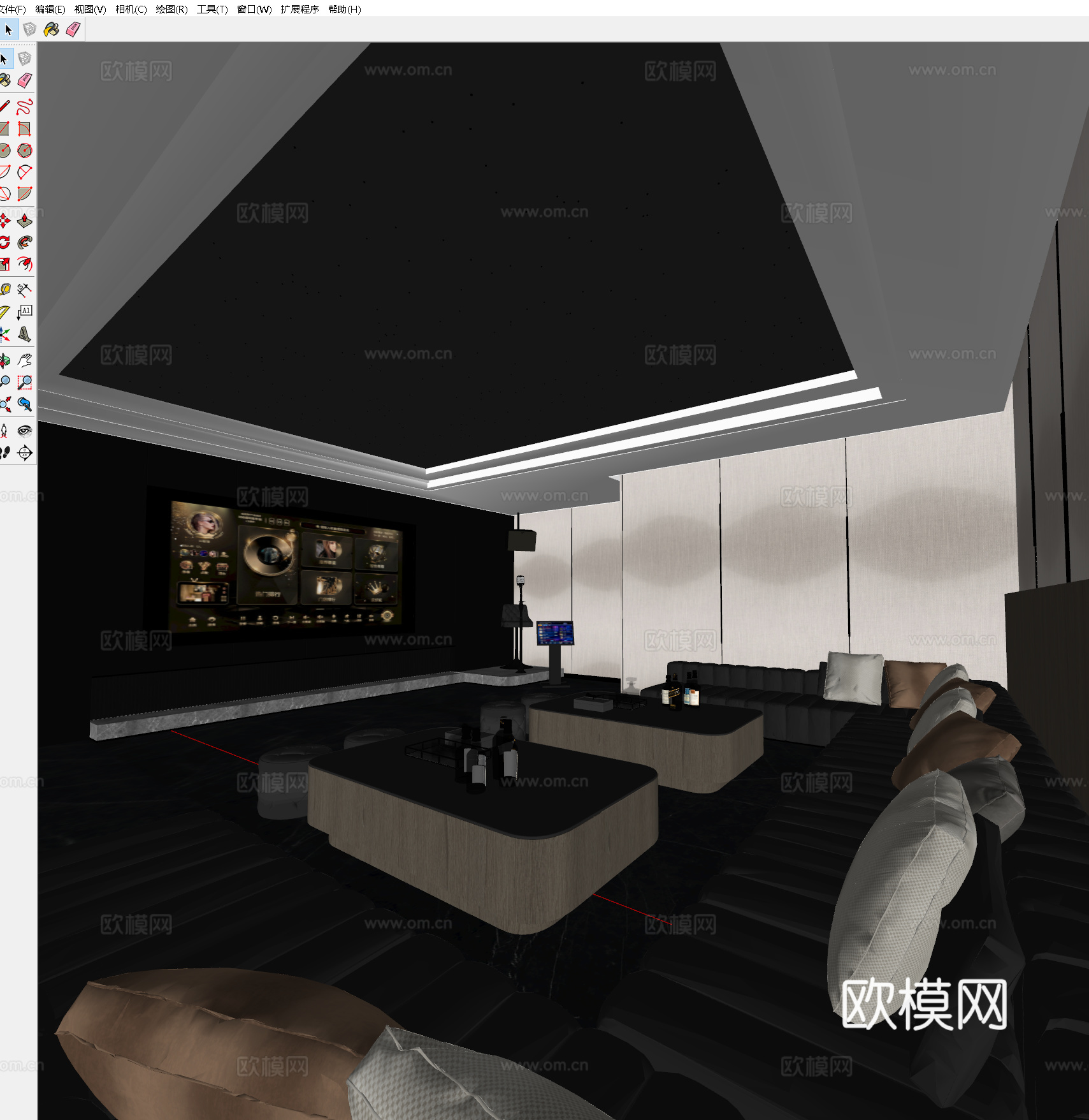 现代KTV影音室 视听娱乐室星空顶 影音室卡拉OK 影音室点su模型