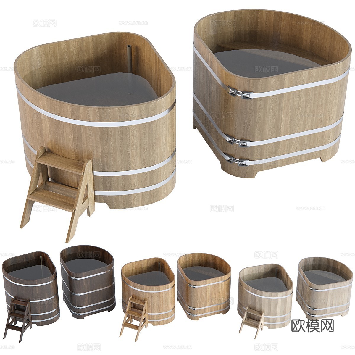 现代木质浴桶3d模型