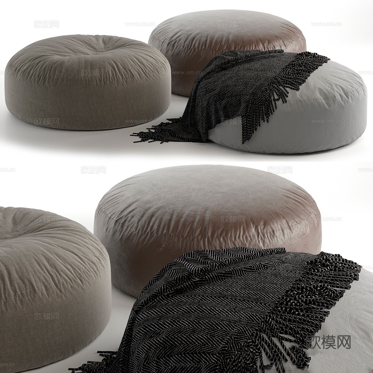 Poliform Elise靠垫套装 - ELPO120 沙发凳3d模型下载