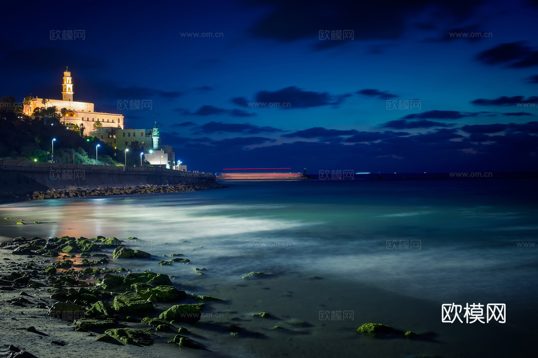 都市风情海边夜景 外景