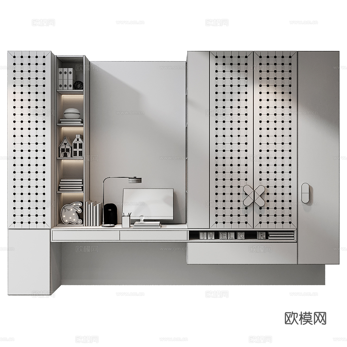 现代儿童书柜 儿童衣柜3d模型下载（渲染图3）