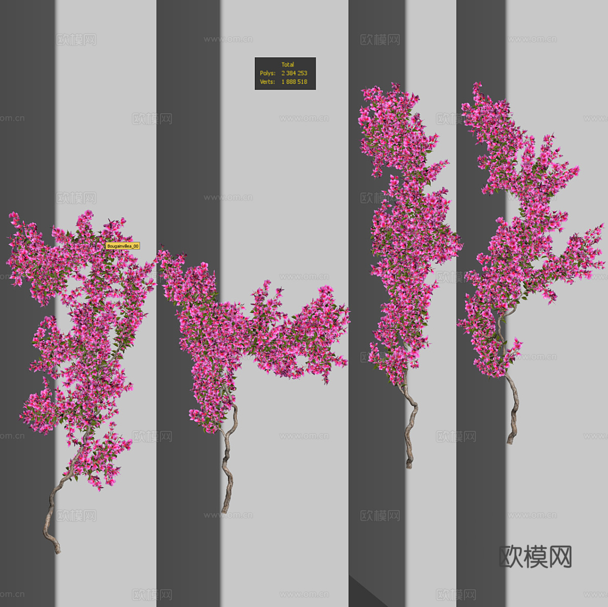 现代九重葛绿植墙 植物墙3d模型