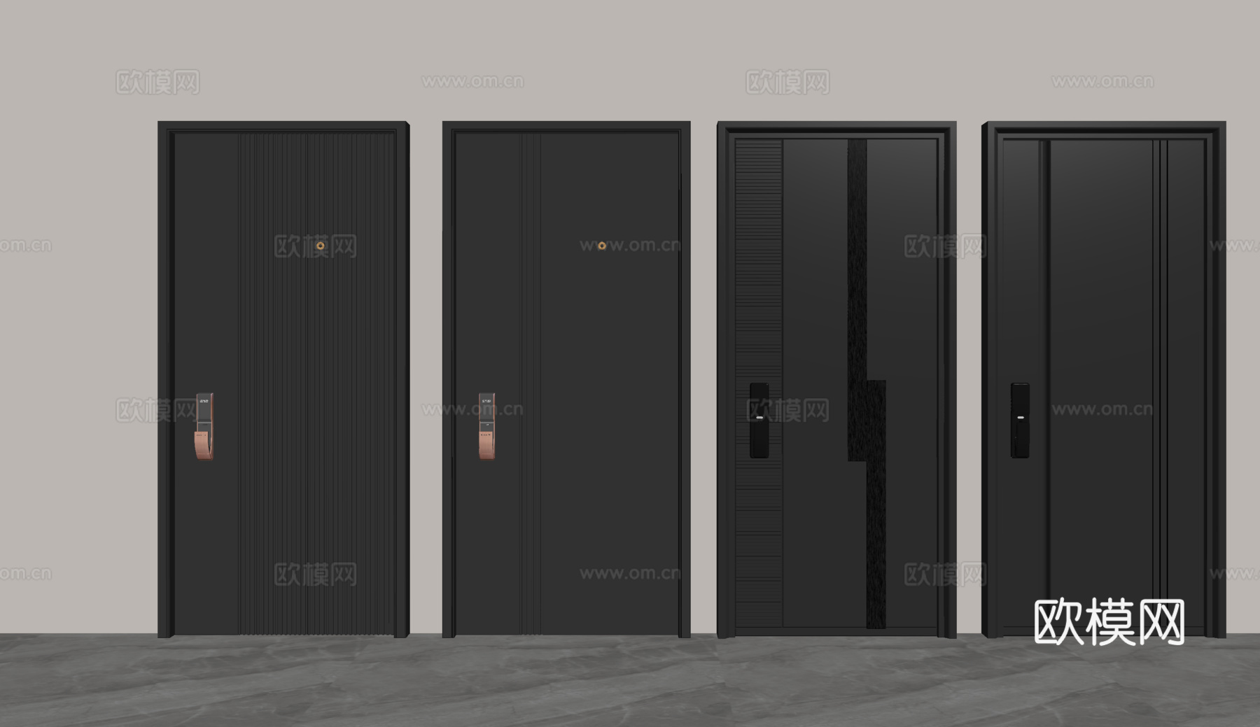 现代防盗门 入户门 单开门su模型