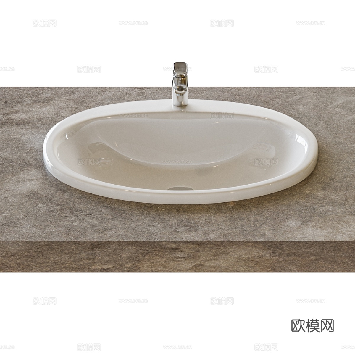罗卡Rodeo洗手盆 52x41厘米 嵌入式台面3d模型下载