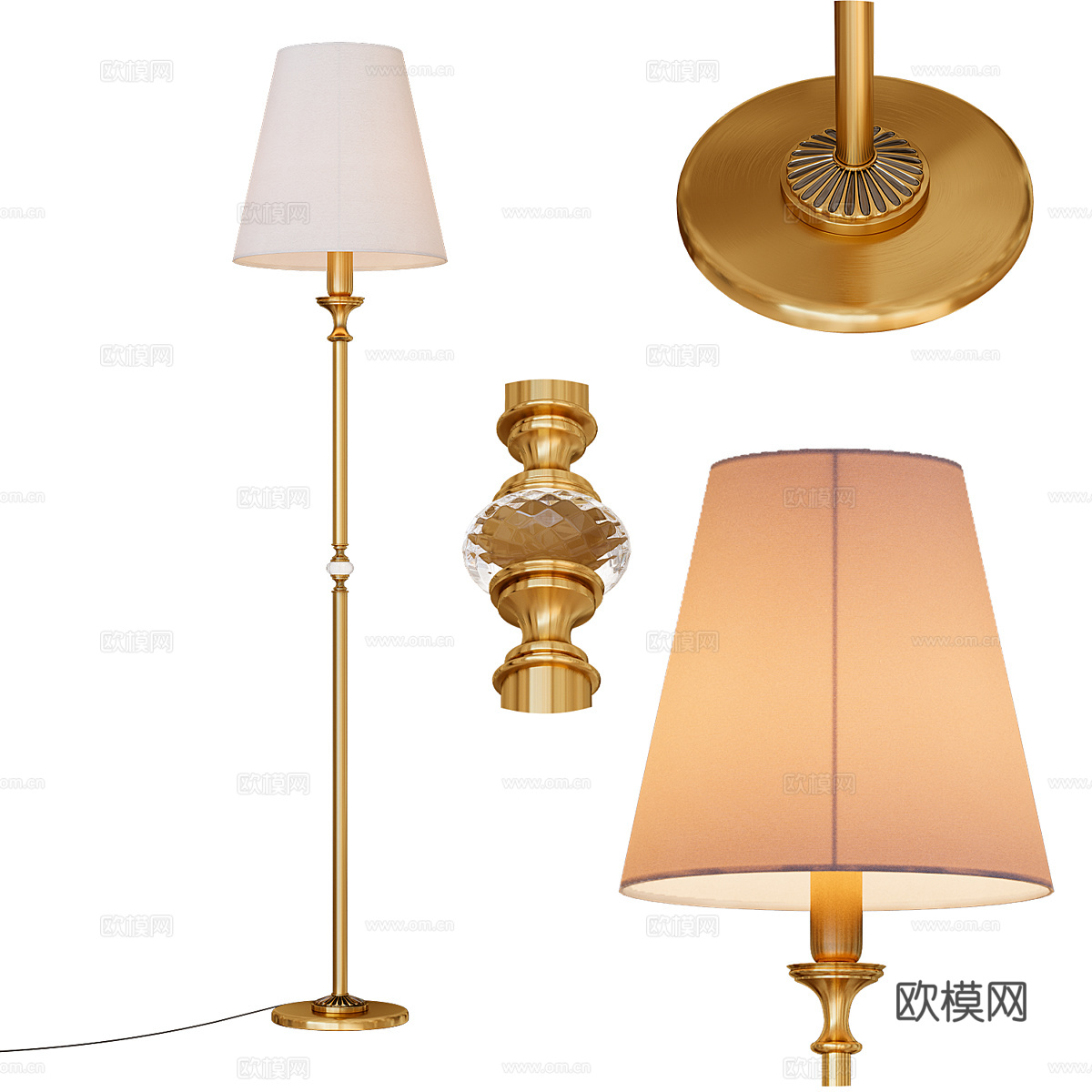 美式简约落地灯3d模型下载（渲染图1）