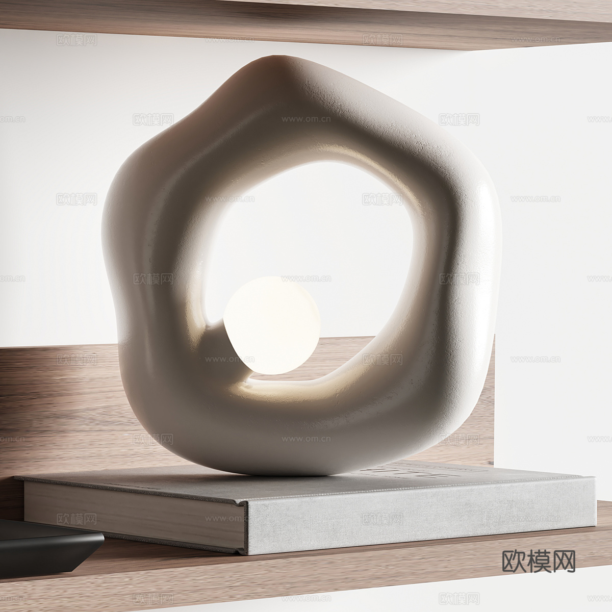 新中式书柜饰品摆件组合3d模型
