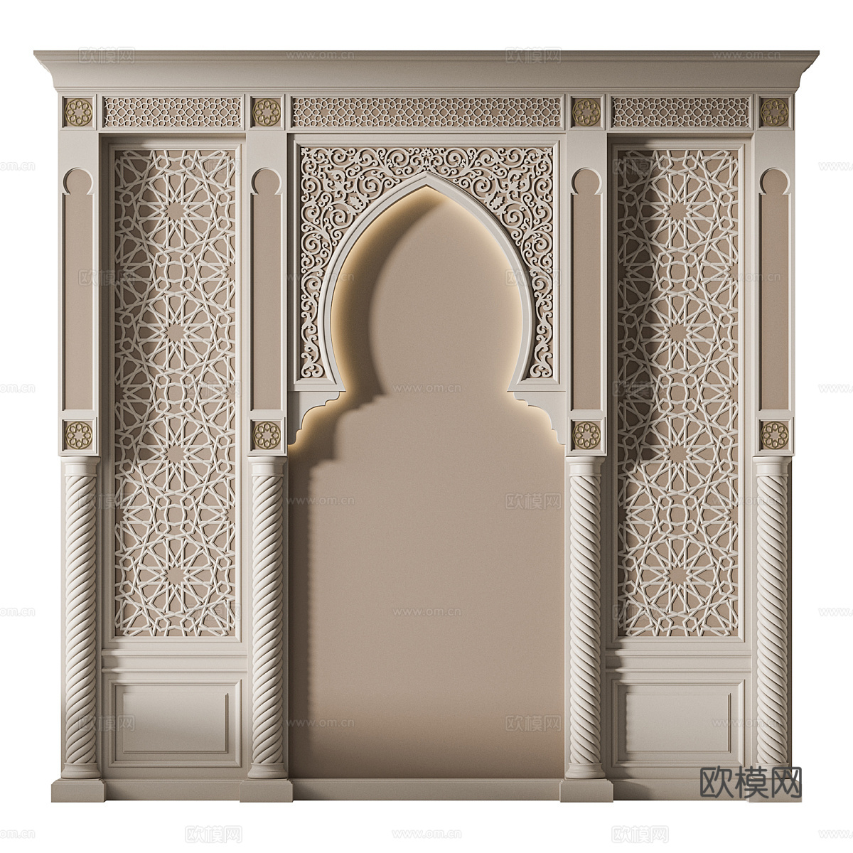 阿拉伯清真寺拱门 装饰墙板 背景墙3d模型下载（渲染图1）