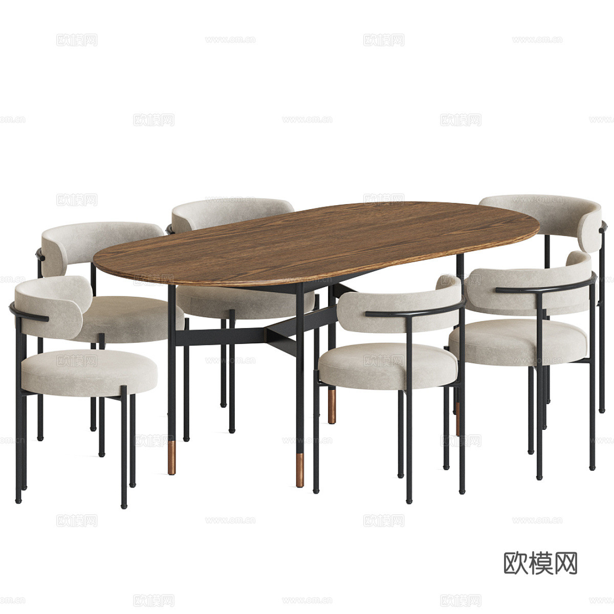 nesse Chair Harri 椭圆餐桌椅组合3d模型