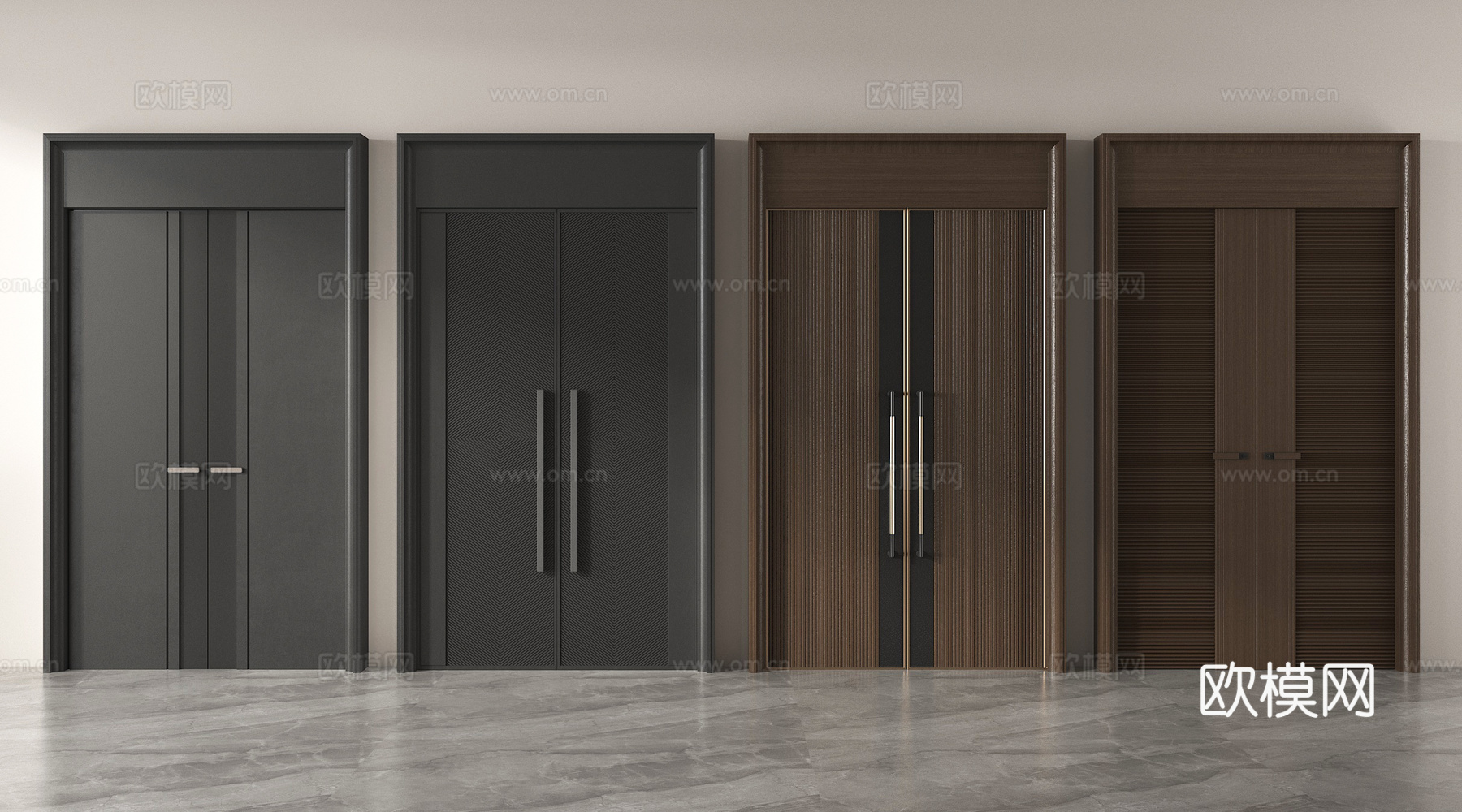 现代双开门 入户门 防盗门 通顶双开门 大门3d模型下载