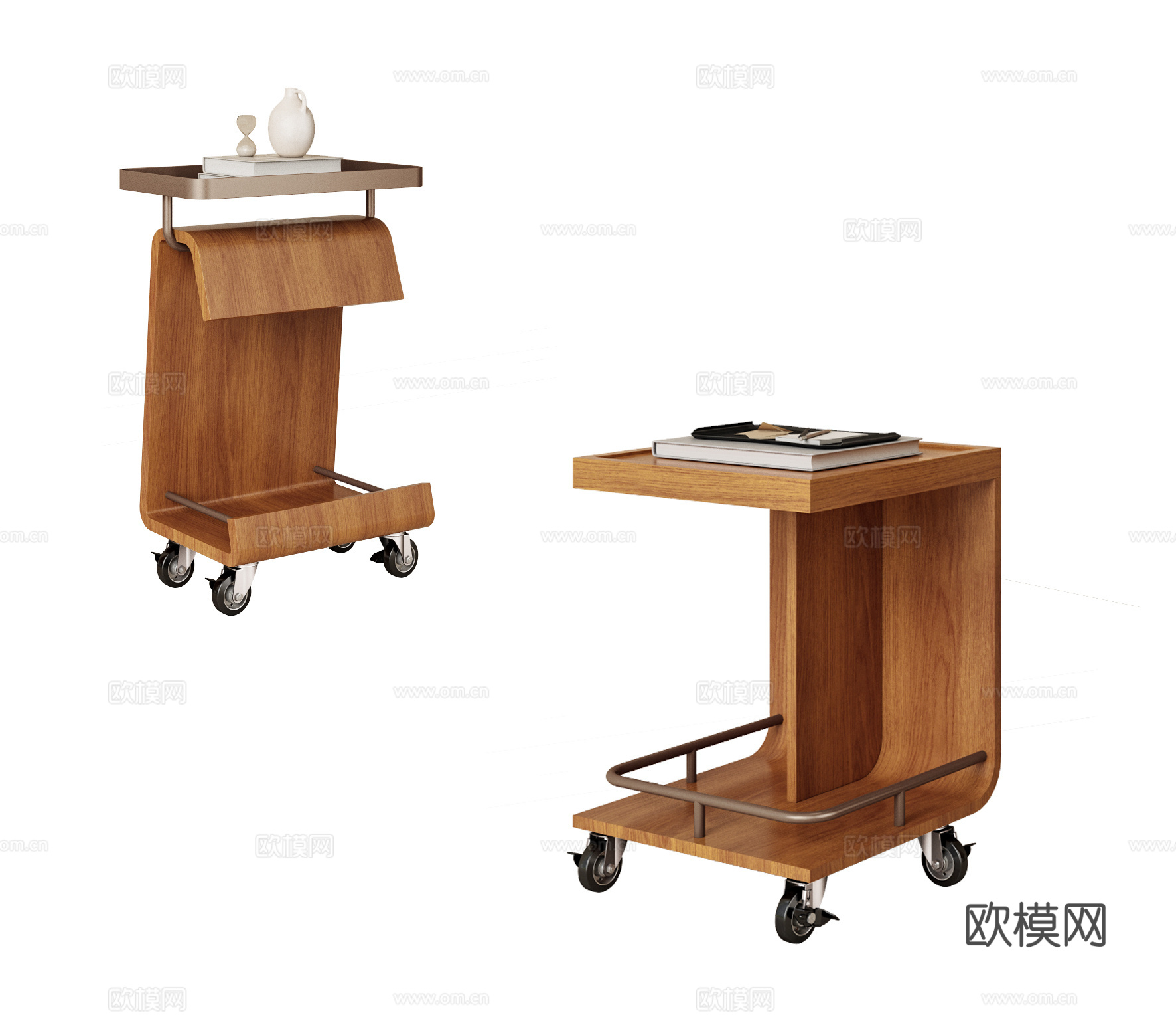 侘寂风边几 可移动边几 置物车 酒水车 推车 角几 几类3d模型下载