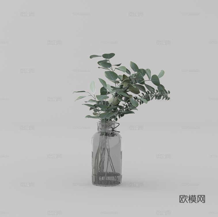 绿植花瓶su模型
