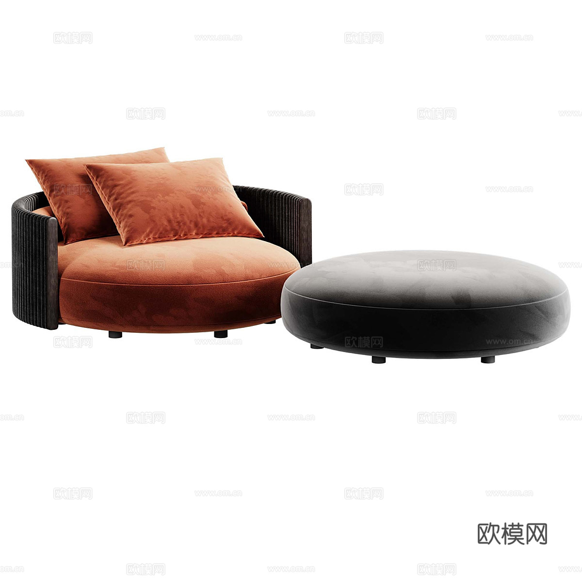 现代意式 Minotti Bezier Cord 休闲椅3d模型