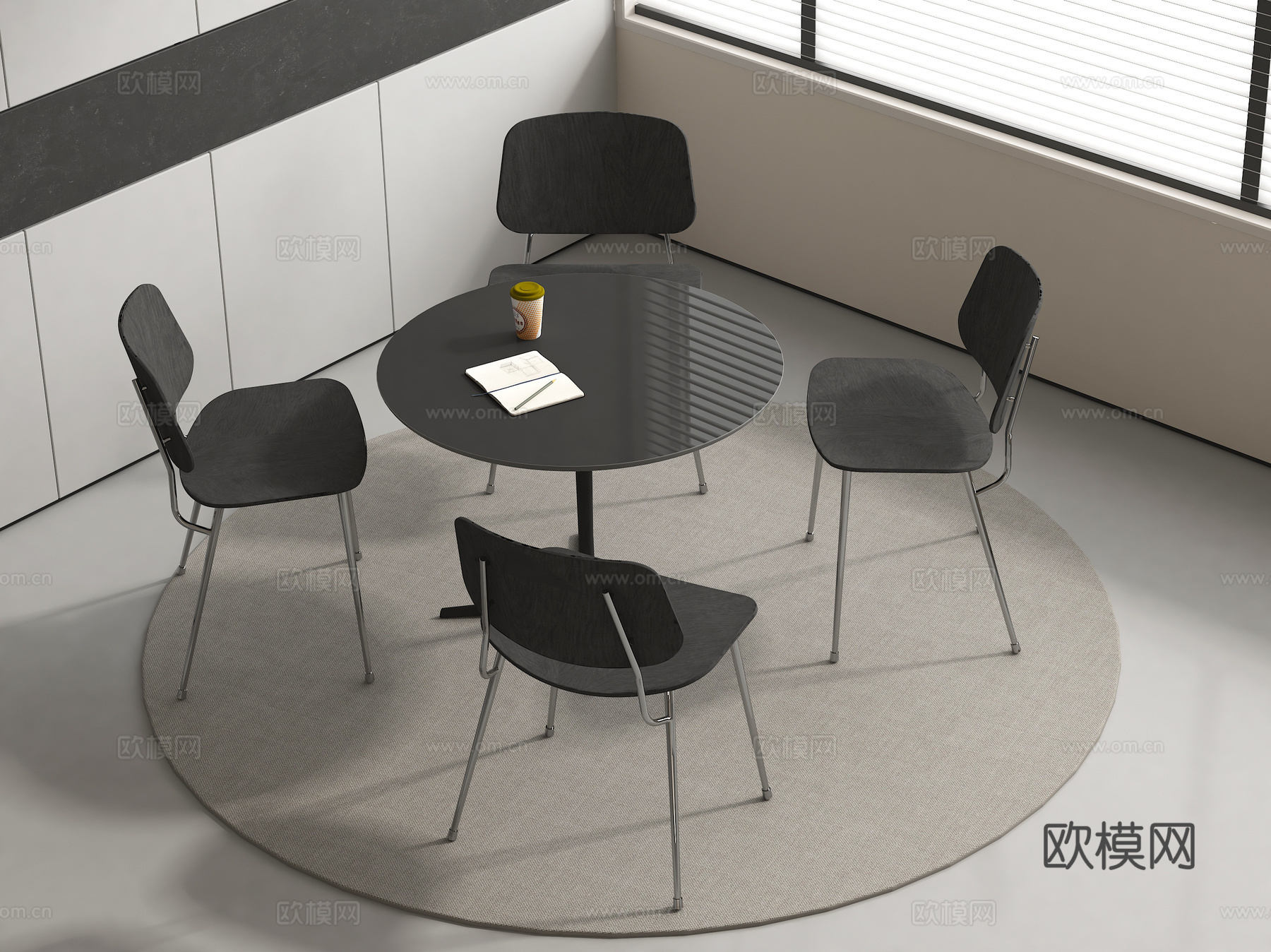 现代休闲桌椅 洽谈桌椅咖啡桌椅3d模型下载