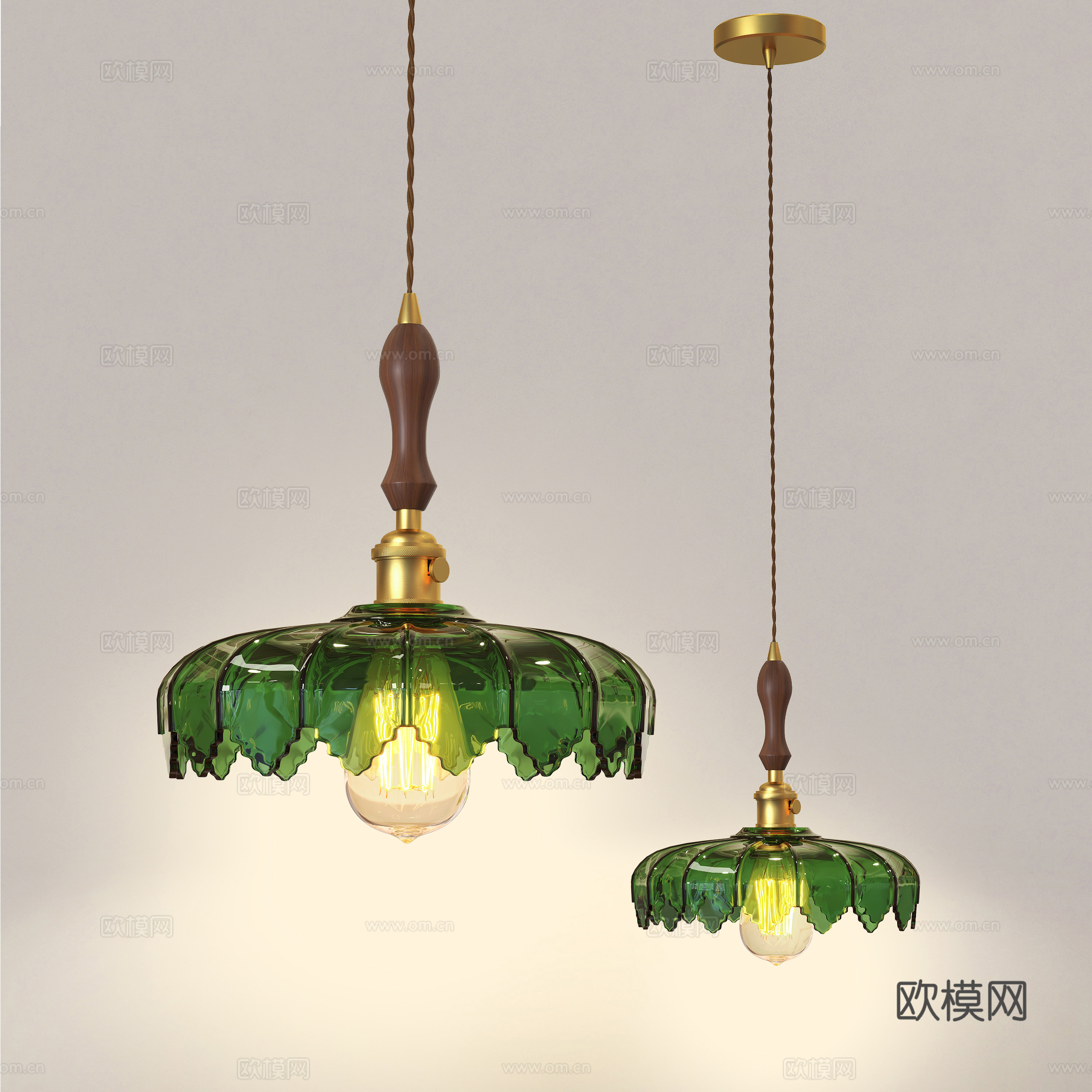 中古风吊灯美式复古吊灯轻法式吊灯餐厅吊灯卧室床头灯3d模型下载（渲染图1）