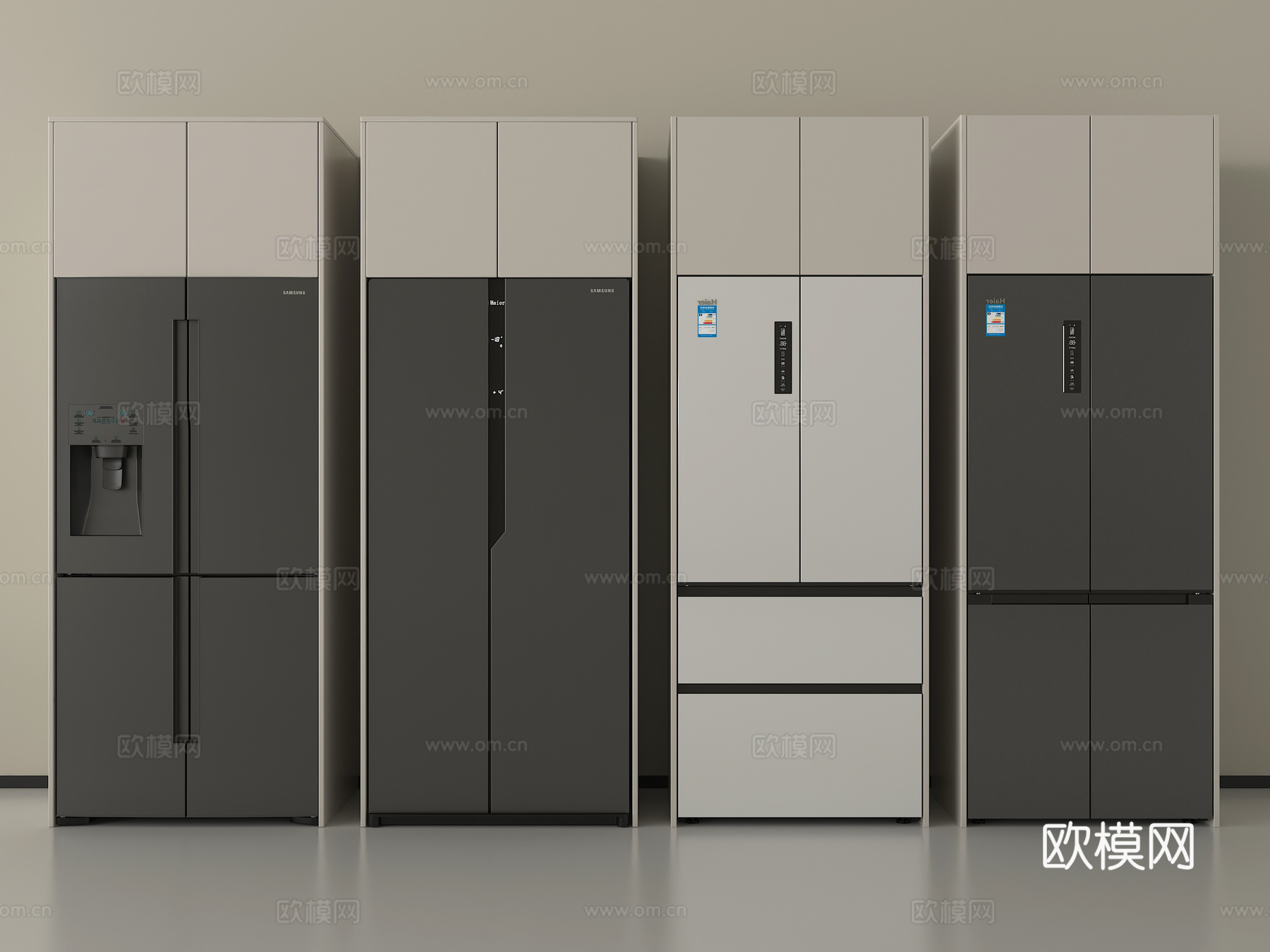 现代冰箱组合 嵌入式冰箱 对开门冰箱 四门冰箱3d模型下载