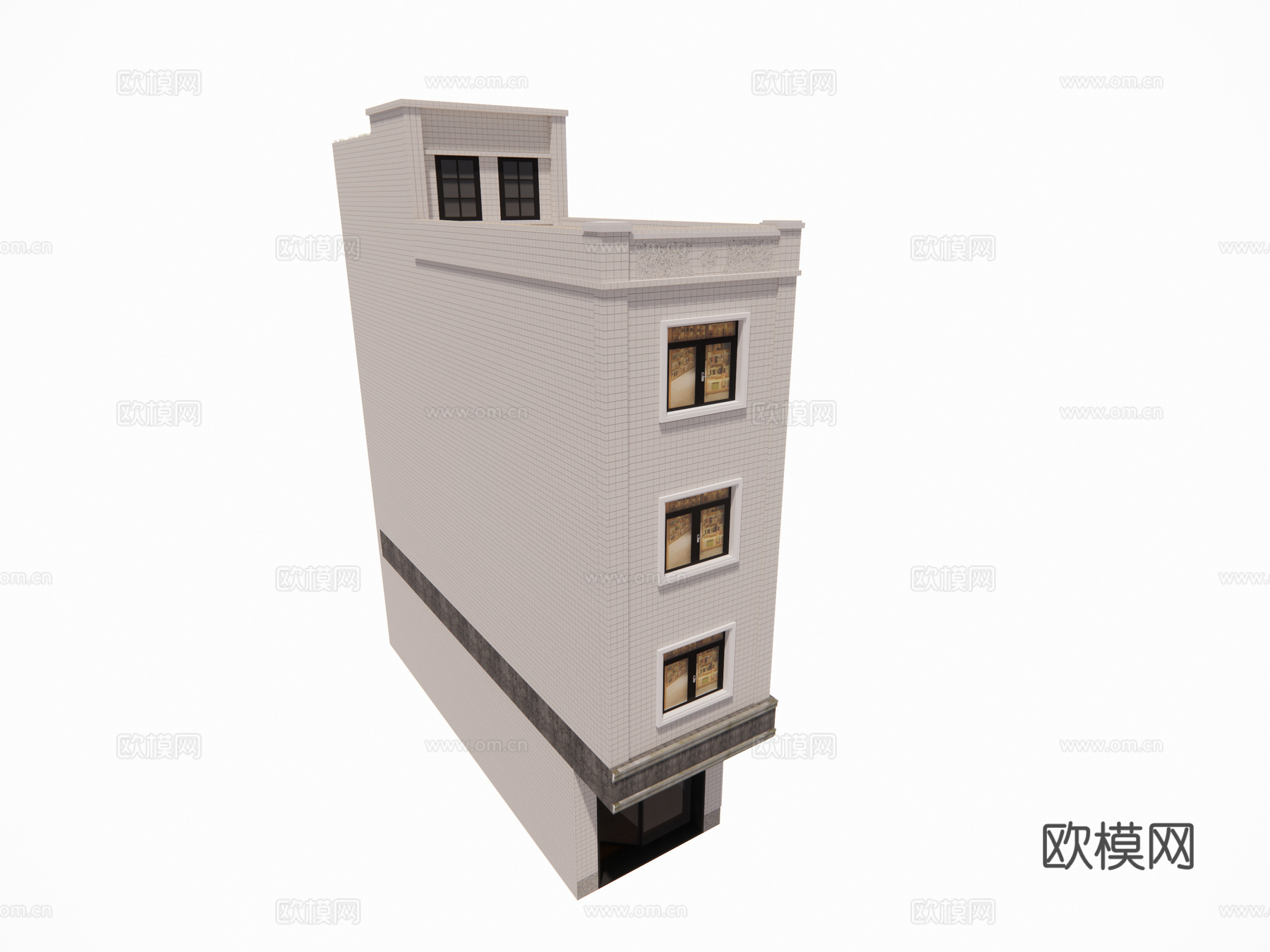 现代简约村镇居民楼民宅自建房su模型