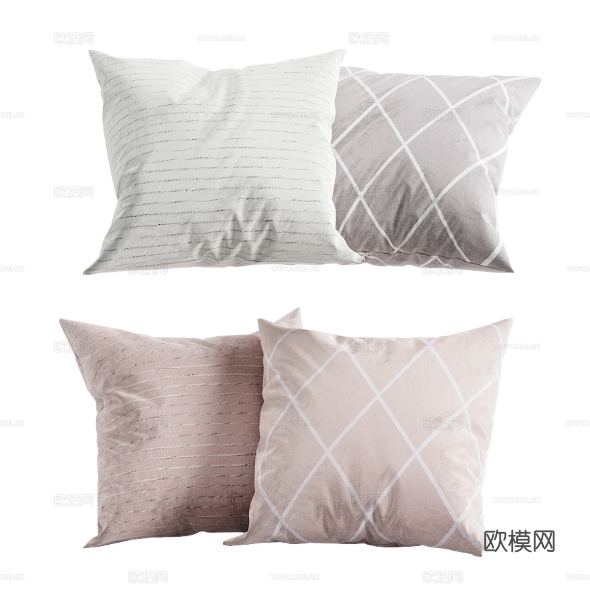H&amp;M家居 柔粉色靠垫套装3d模型
