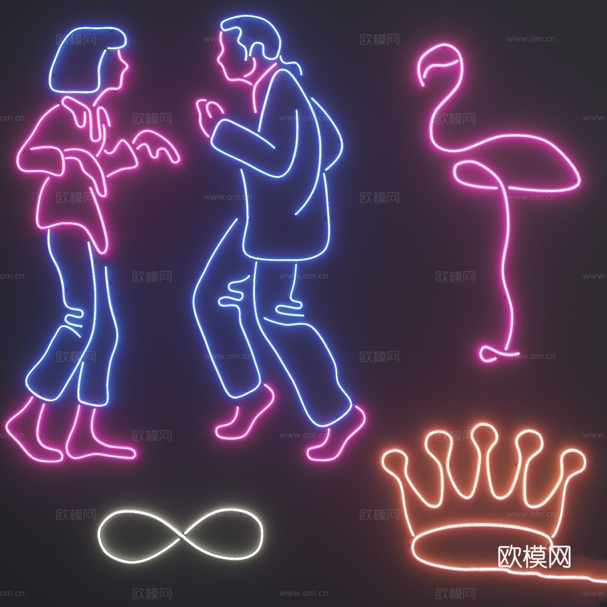 霓虹灯套装 13d模型下载