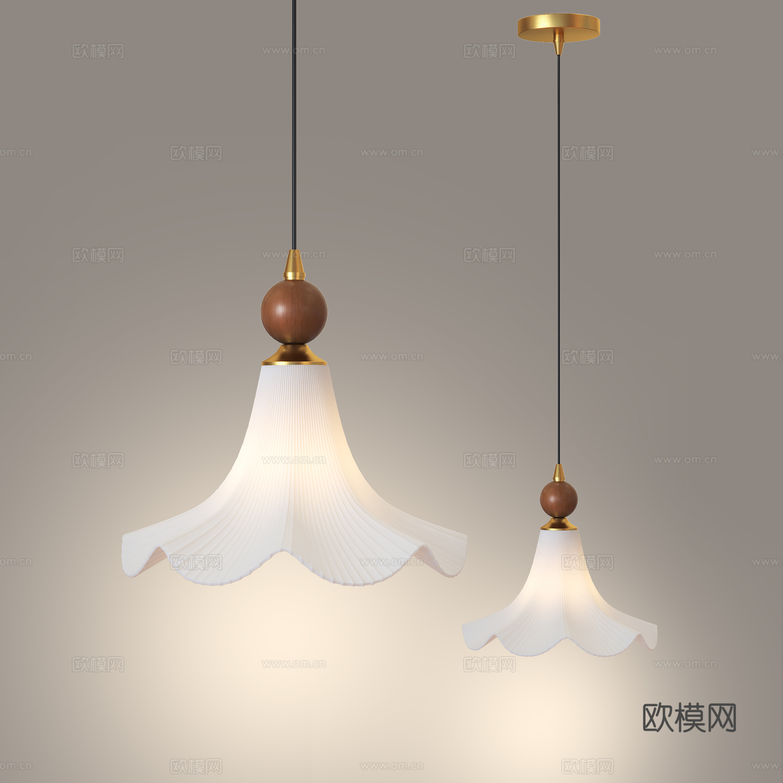 现代吊灯 中古风吊灯 轻法式吊灯 侘寂吊灯 卧室床头灯3d模型下载（渲染图1）