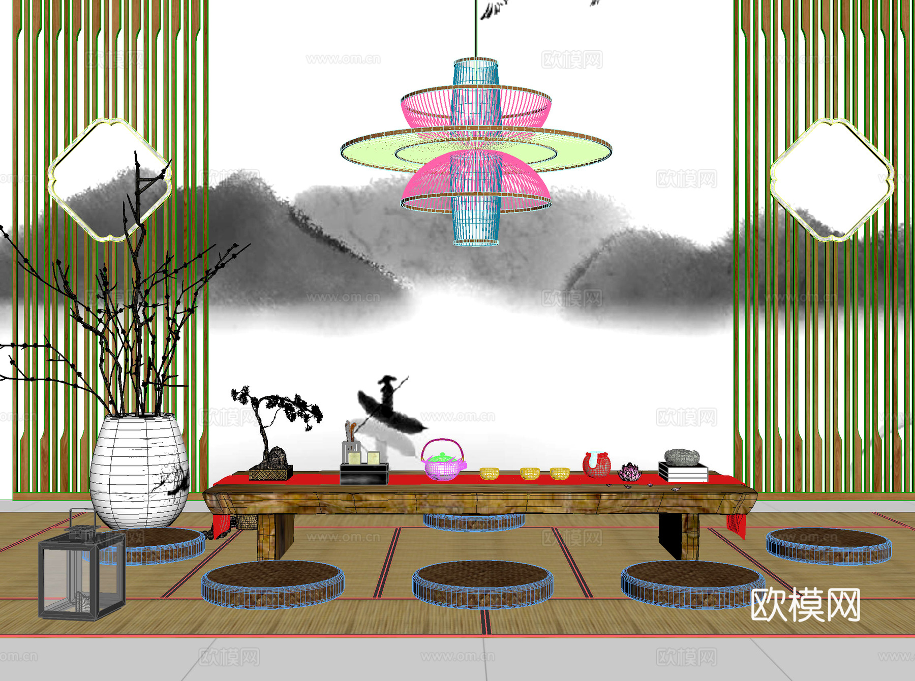 桌椅 休闲桌椅 茶桌椅 吊灯3d模型