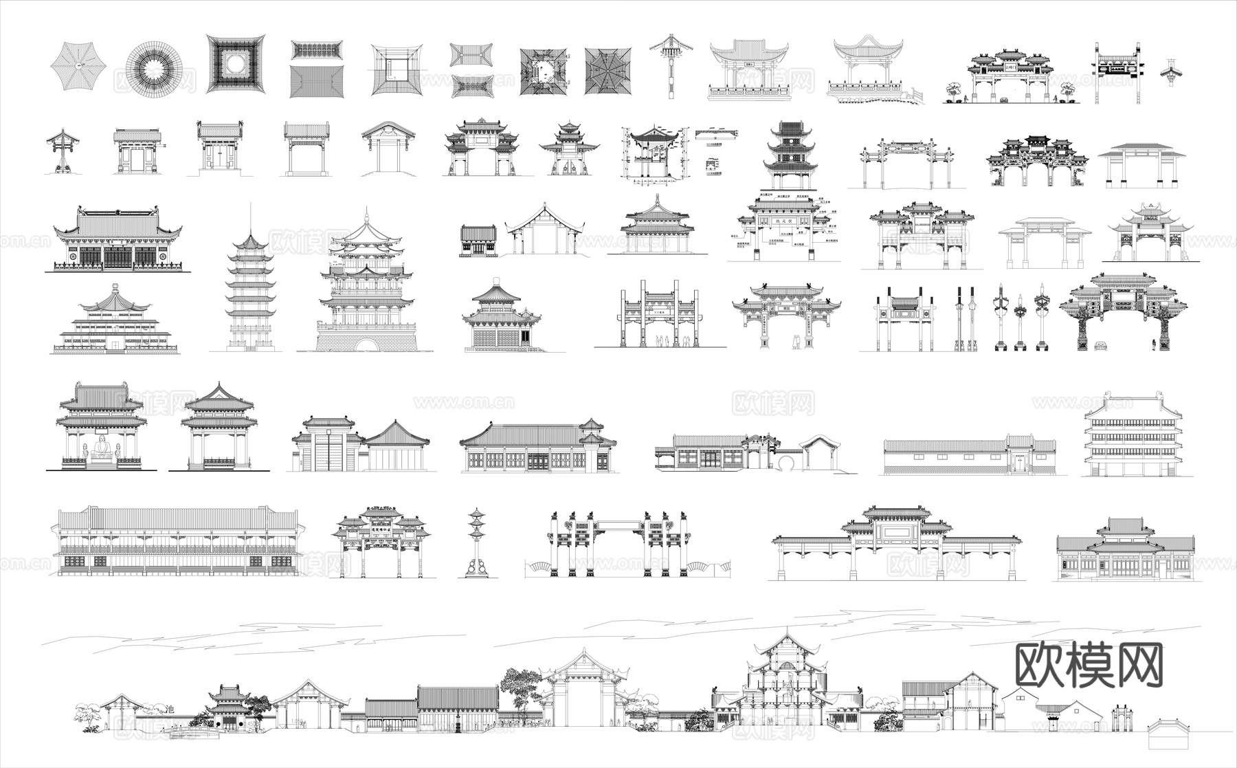 中式古建筑CAD图块cad施工图