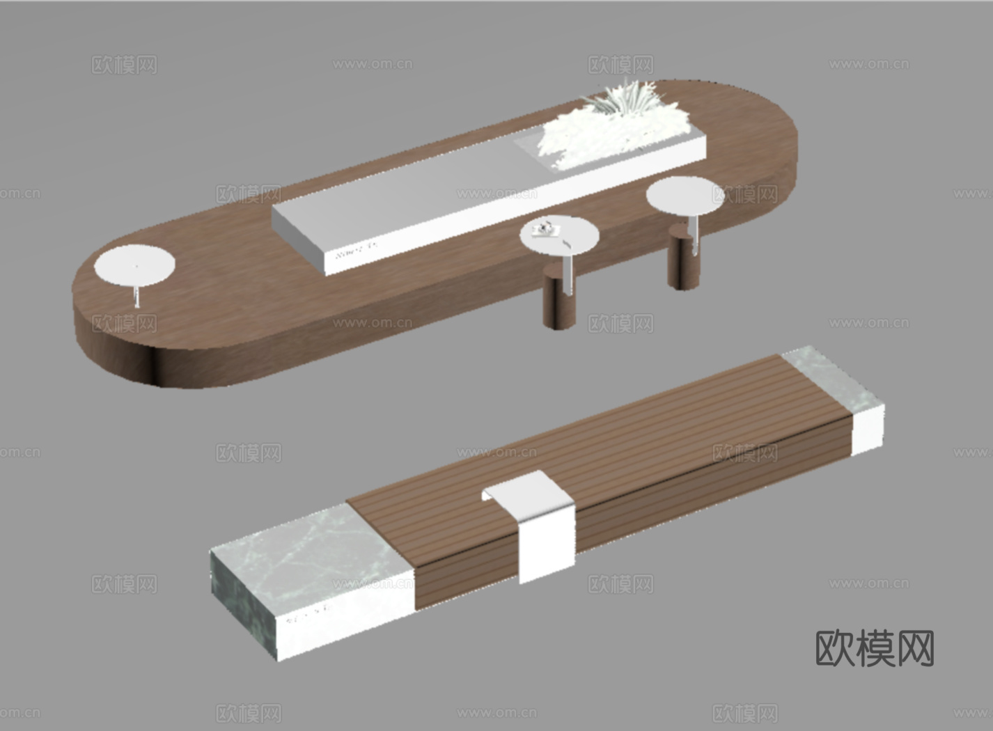 现代户外景观座椅 户外吧台吧椅 木材长条形su模型