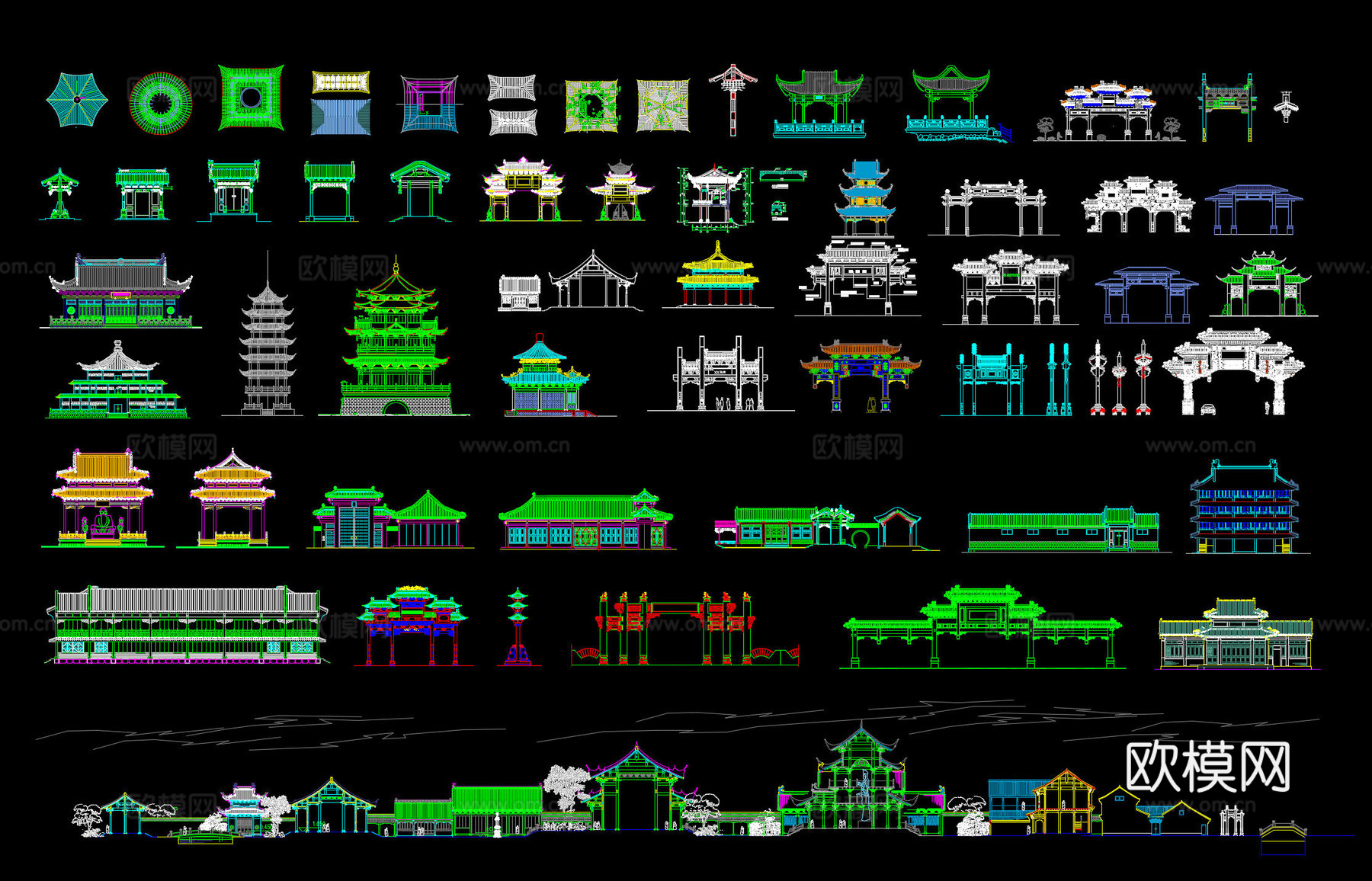 中式古建筑CAD图块cad施工图