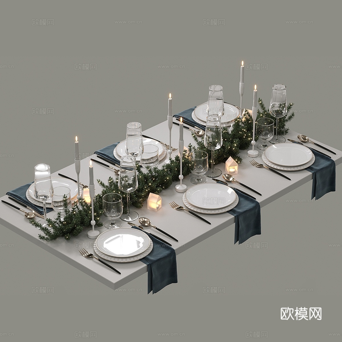 新年餐桌布置3d模型下载