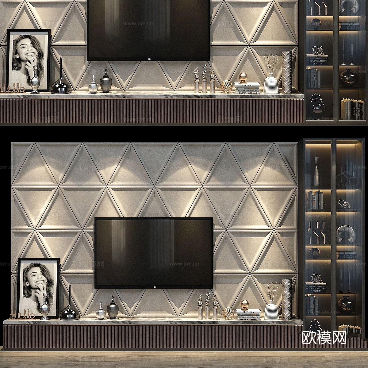 电视墙套装03033d模型