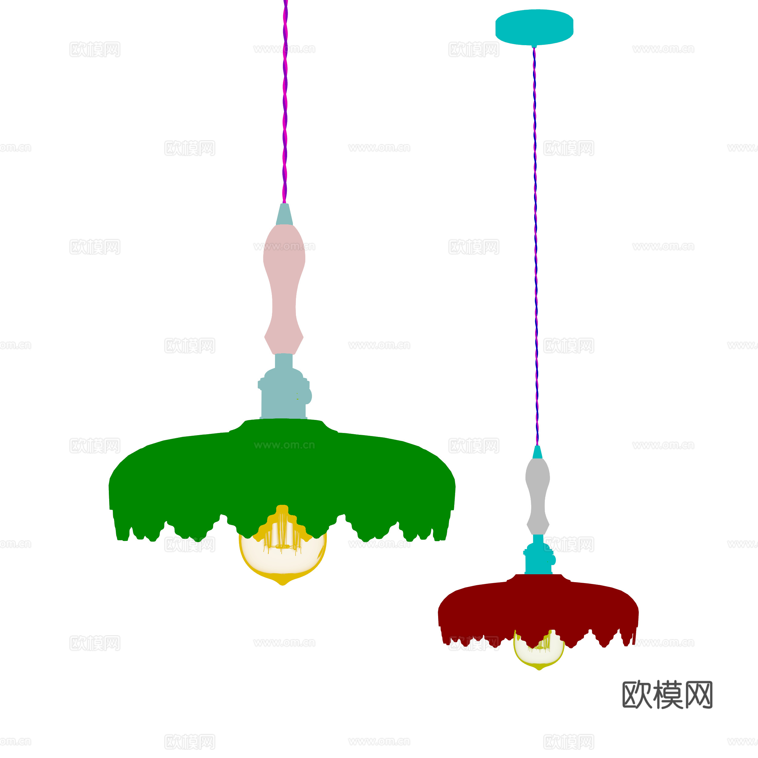 中古风吊灯美式复古吊灯轻法式吊灯餐厅吊灯卧室床头灯3d模型下载（渲染图2）